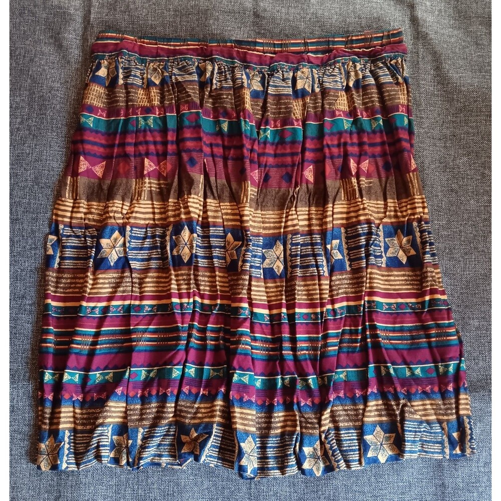 Skirt XL Gold Brown Blue Red Teal Orange Women Chiffon Elastic Waist Knee Length
